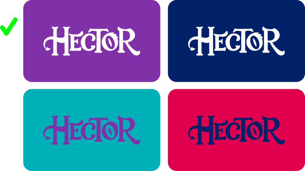 Logo Hector em fundos chapados